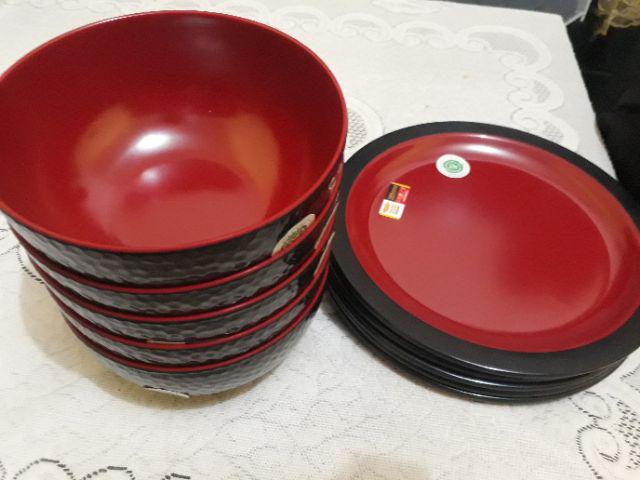 Golden Dragon Melamine Red/black Piring Datar Bulat [9 Inch/ 23 Cm]