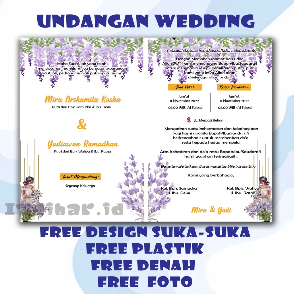 UNDANGAN NIKAH/ undangan nikahan / undangan wedding / pernikahan / percetakan / undangan custom / un