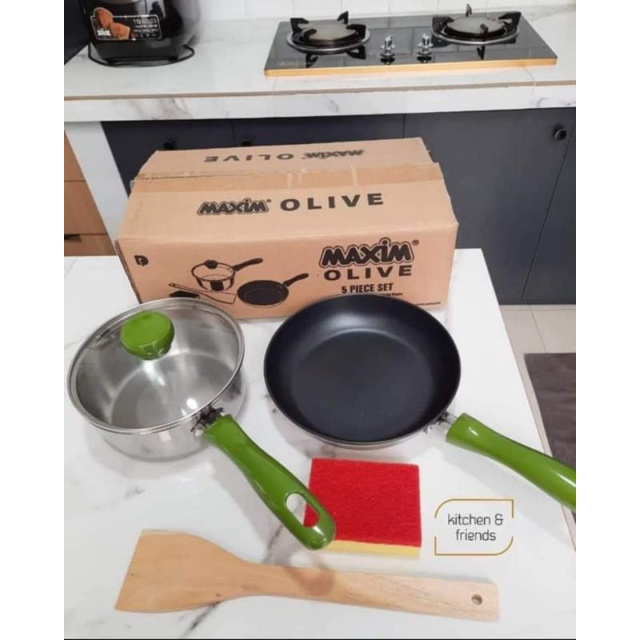 Panci Set Stainless Anti Lengket | Cookware Set Maxim olive
