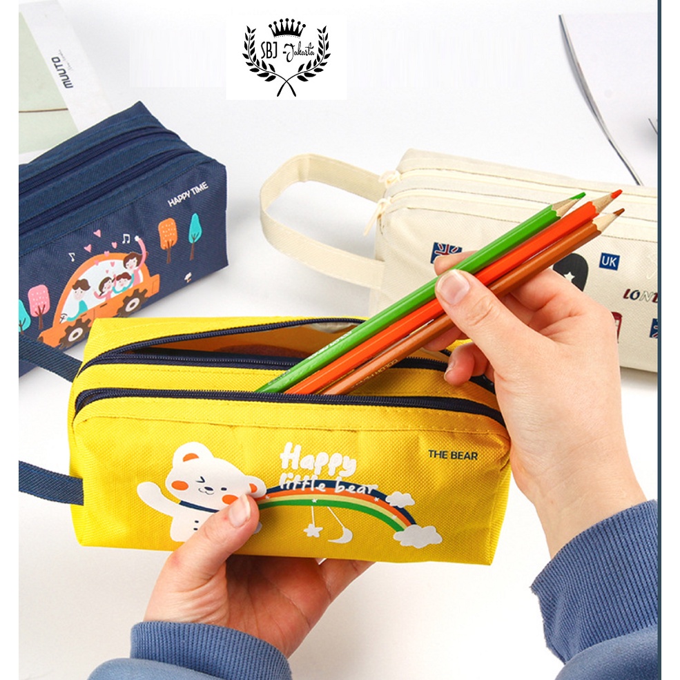 Tempat Pensil Kotak Pensil Multifungsi Softcase SBJ-01 Pencil case