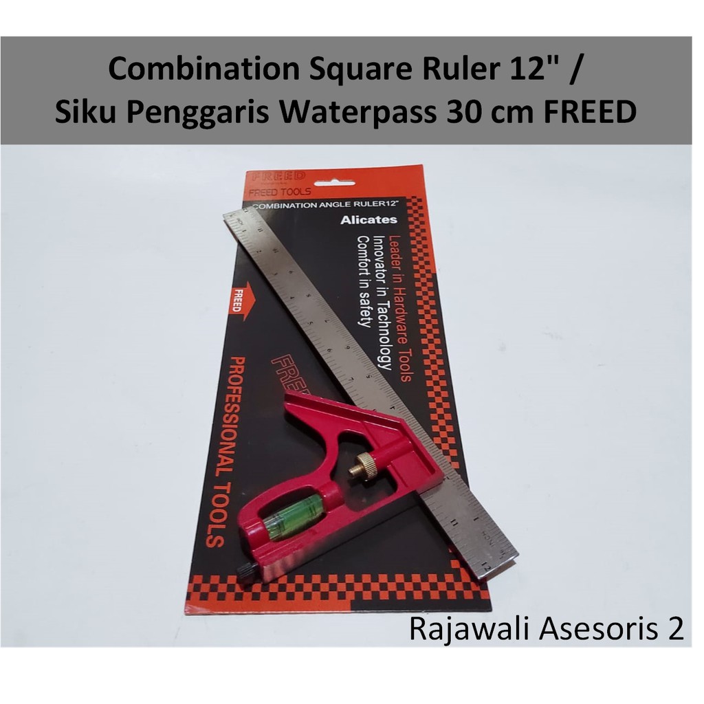 

Combination Square Ruler 12" / Siku Penggaris Waterpass 30 cm FREED