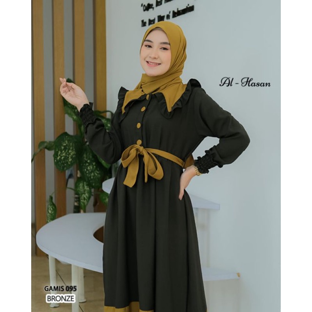 Gamis 095 ORI By Al-Hasan // Gamis Set Pasmina // Dress Muslimah Al Hasan