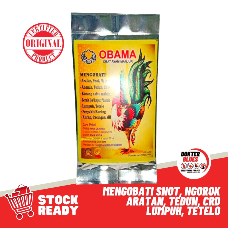 Obat Ayam OBAMA (6 Sachet) Mengobati Snot CRD Ngorok Aratan Tedun Berak Hijau Lumpuh Tetelo