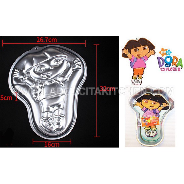 LOYANG IMPORT DORA THE EXPLORER BERDIRI ALUMINIUM MOULD CETAKAN KUE CAKE ANAK ULTAH LEBARAN PUDING