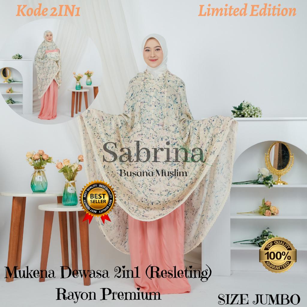 Terbaru Mukena Dewasa Rayon 2in1{Dagu Resleting}Jumbo Premium/Mukenah Bali  2in1