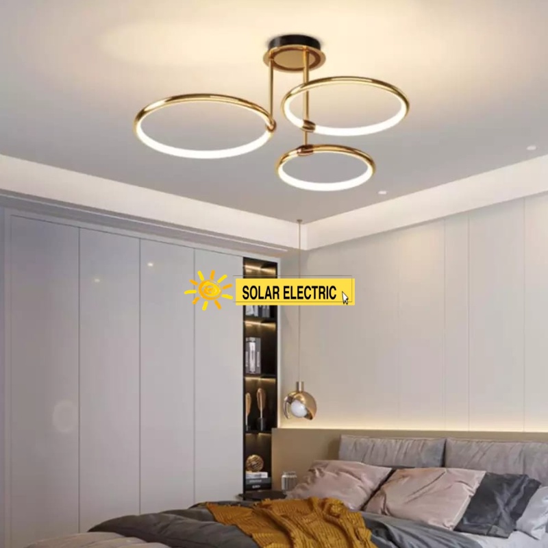 Lampu Gantung Hias Luxury Premium Minimalis Modern Aesthetic Estetik 3 / 4 / 6 Ring Pendant Ceiling LED - Gold Mewah