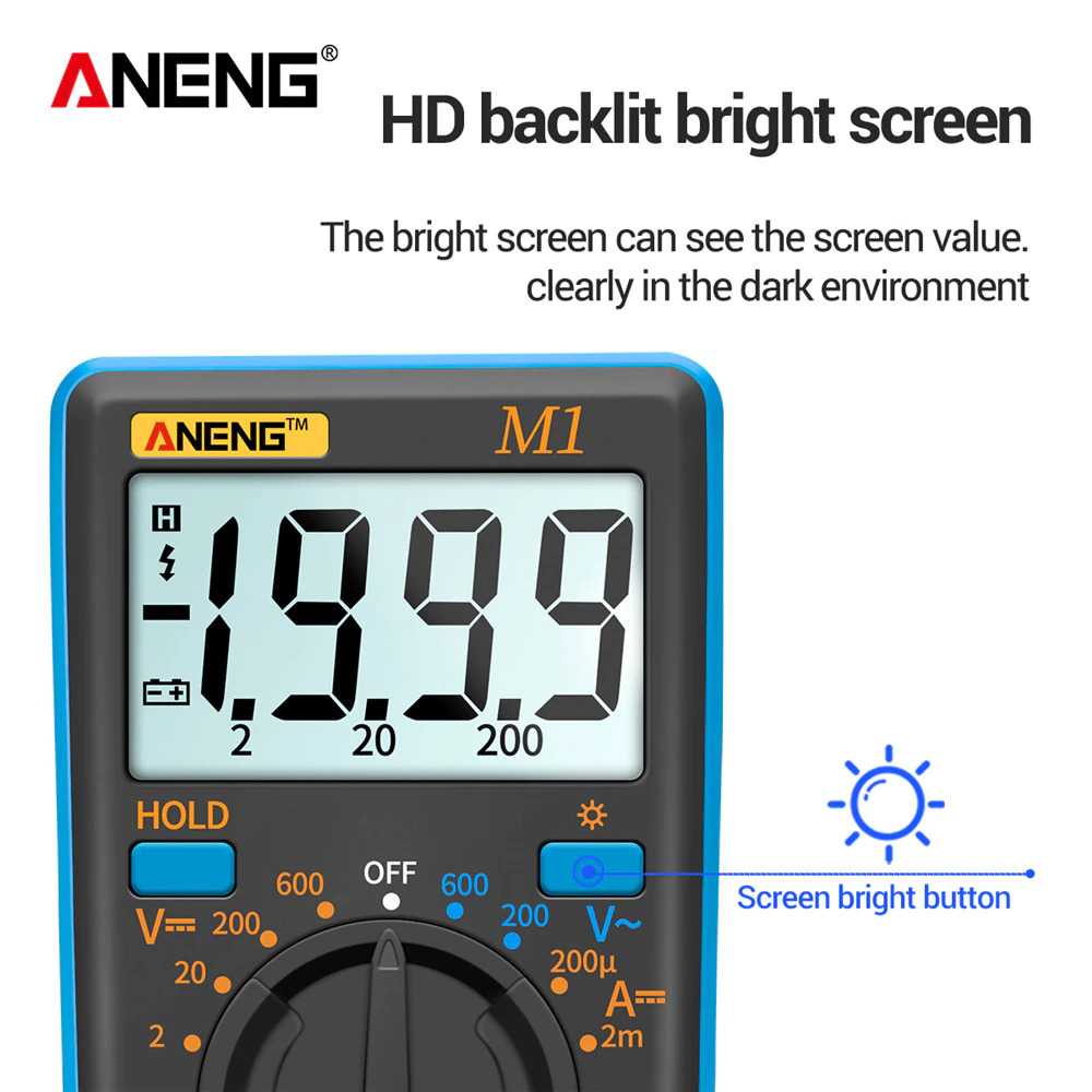 Digital Multimeter Voltage Tester Current Resistance LCD Digital Multi Meter Pengukur Arus Listrik Desain Portable