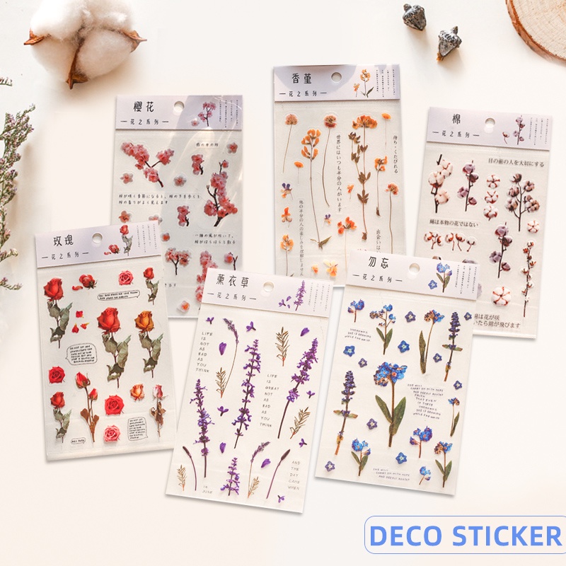 Creative Transparent PET Plant Stickers Diary Handbook DIY Decoration Material Stickers