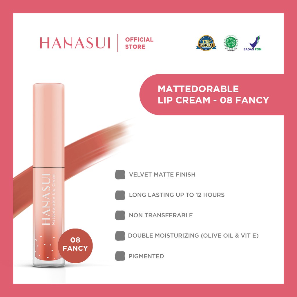 BISA COD -  HANASUI MATTEDORABLE LIPCREAM MATTE, WATERPROOF RINGAN DAN TAHAN LAMA ORIGINAL BPOM