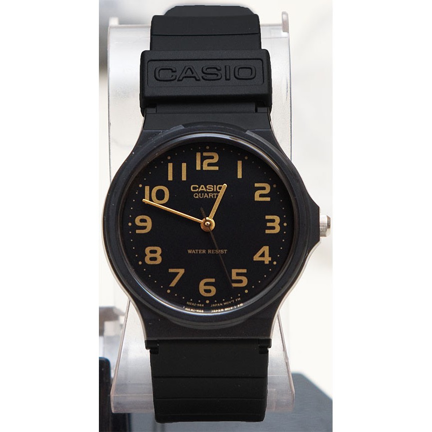 jam tangan casio pria / wanita mq24-1b2 vintage hitam emas original diskon diamter kecil simple