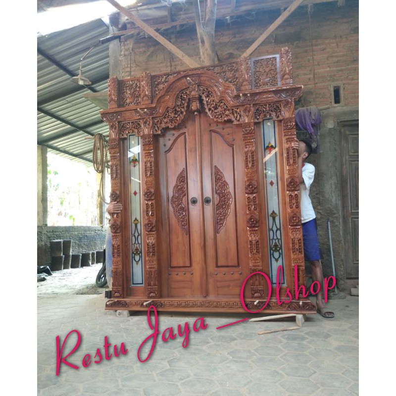 PINTU Rumah KUSEN gebyok PINTU JENDELA gapura gebyok ukir kaca gambar