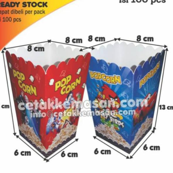 

（DIKIRIM DARI JAKARTA） Box Popcorn Kartun uk 8 x 8 x 13 cm Foodgrade (100 pcs )