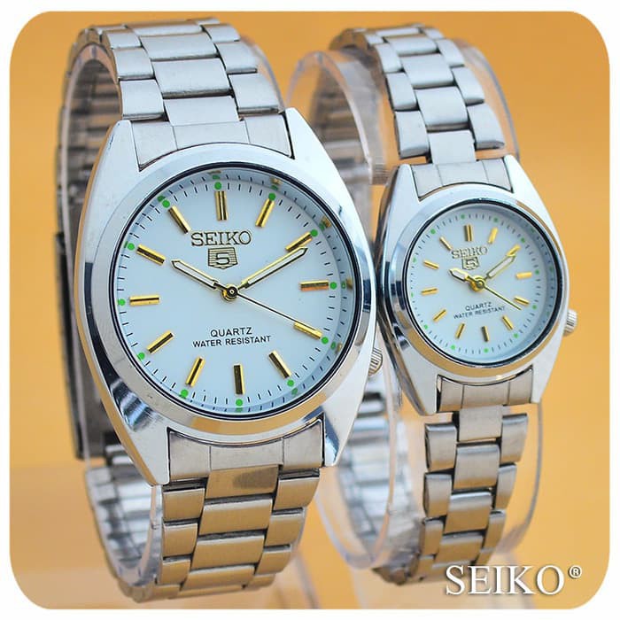 FREE BOX & BATERAI JAM TANGAN COUPLE MURAH SEIKO BALOK RANTAI PREMIUM POLOS // SK002