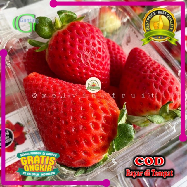 Strawberry Strawbery Segar Fresh 1000Gram 1Kg Buah Strawbery Frozen Fruit Strobery Lokal By Gojek