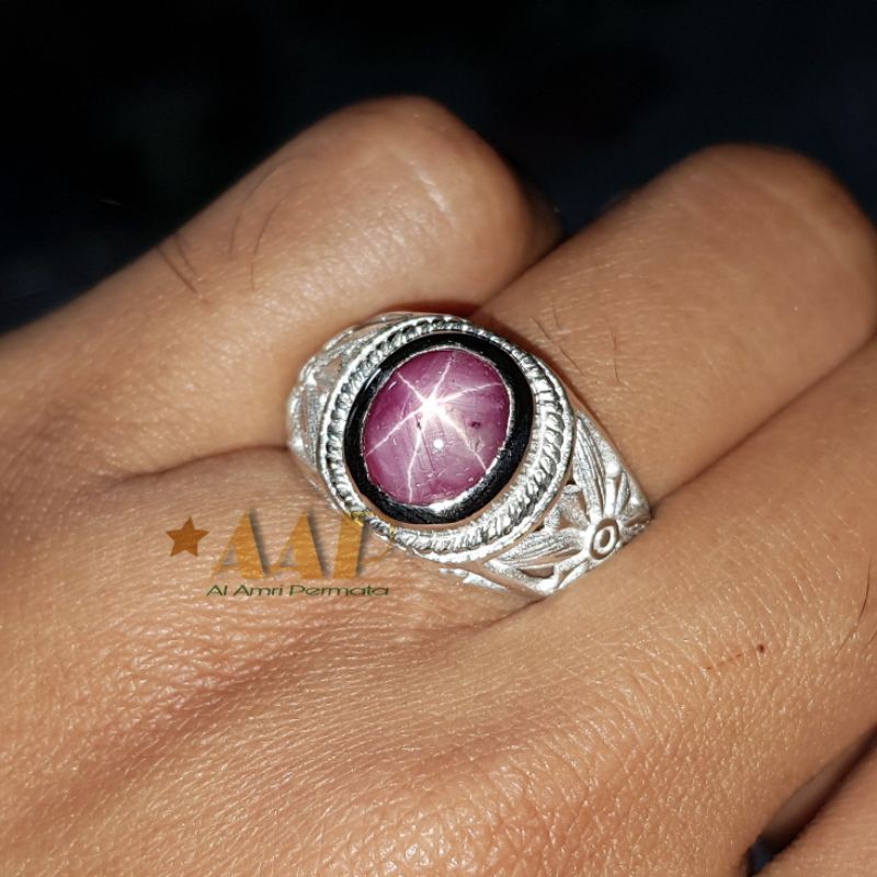 Cincin Pria Natural Ruby Star Top STAR High Quality / Batu Ruby Star