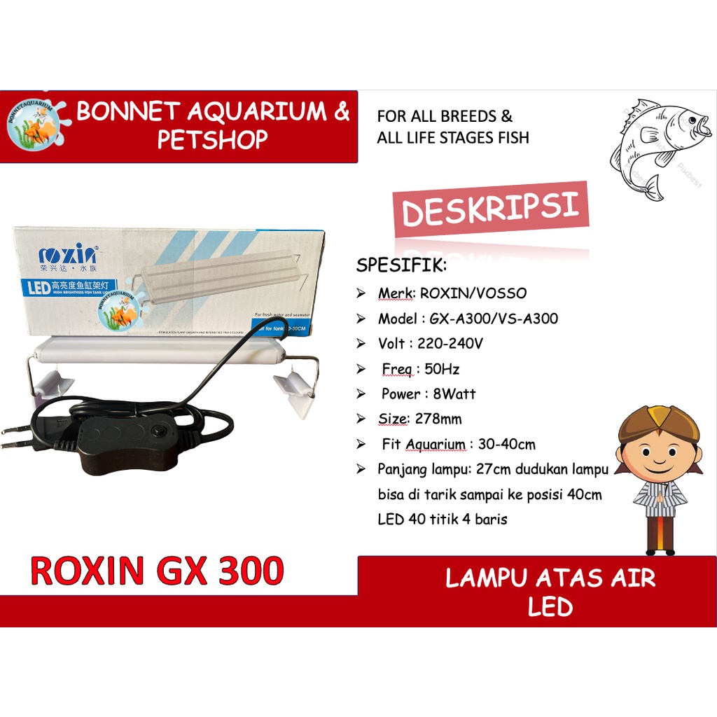 LAMPU LED aquarium  ROXIN GX 300 ATAS AIR