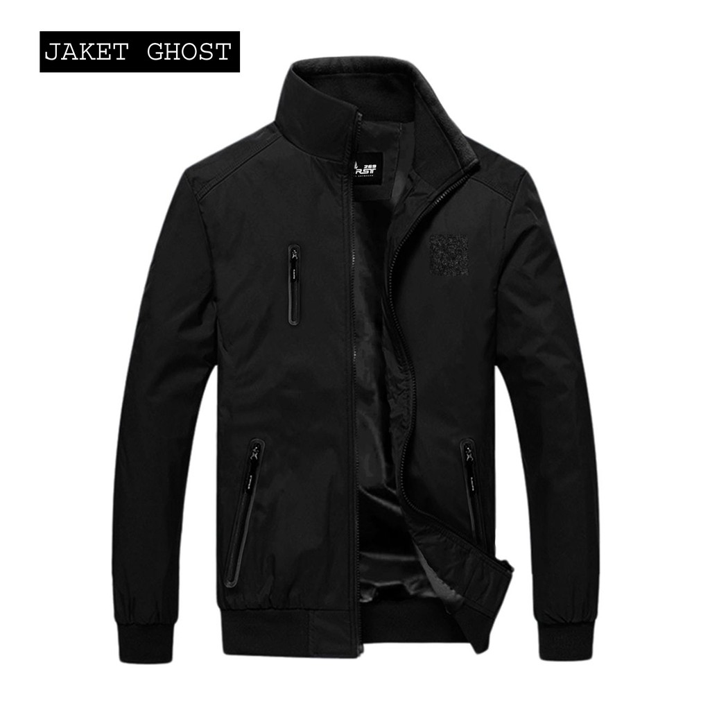 Jaket Ghost Best Branded WP / Tahan Air Warna Hitam / Black