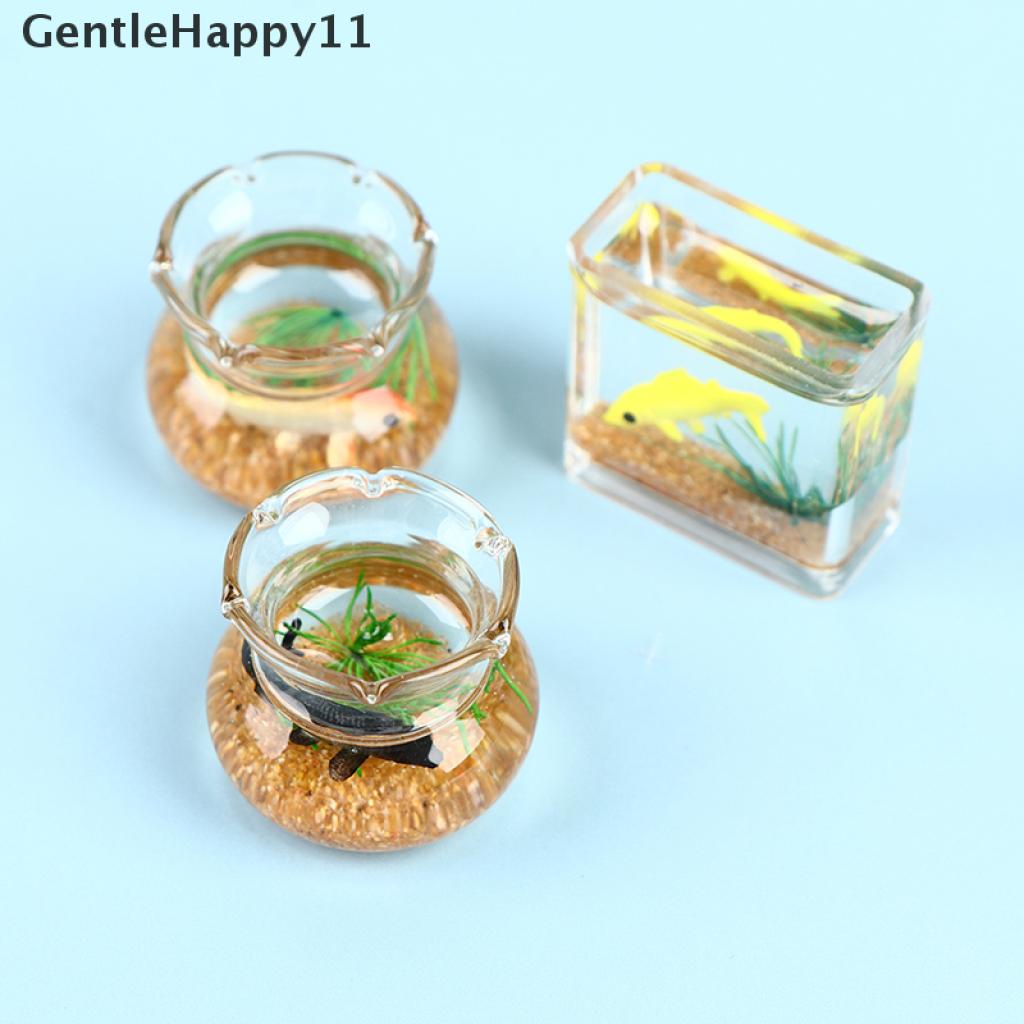 Gentlehappy Rumah Boneka Mini Fish Tank DIY Resin Transparan Goldfish Tanks Miniatur Dekorasi