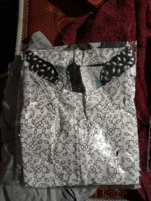 Tunic Batik Motif Ilalang Putih M L Xl Xxl Xxxl