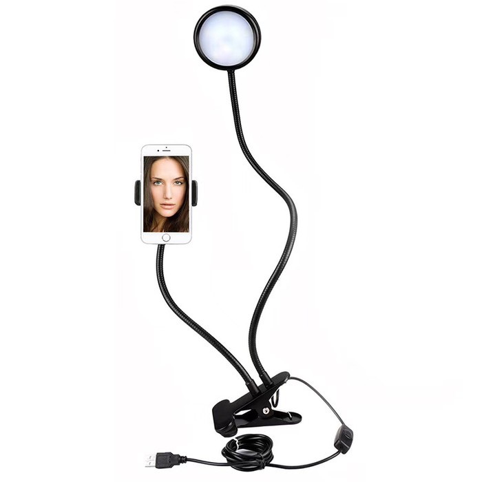 Lazypod 3in1 Ring light  / Ringlight LED Penjepit HP Elastis, Lazypod Jepit Flexible Ring 3 Mode