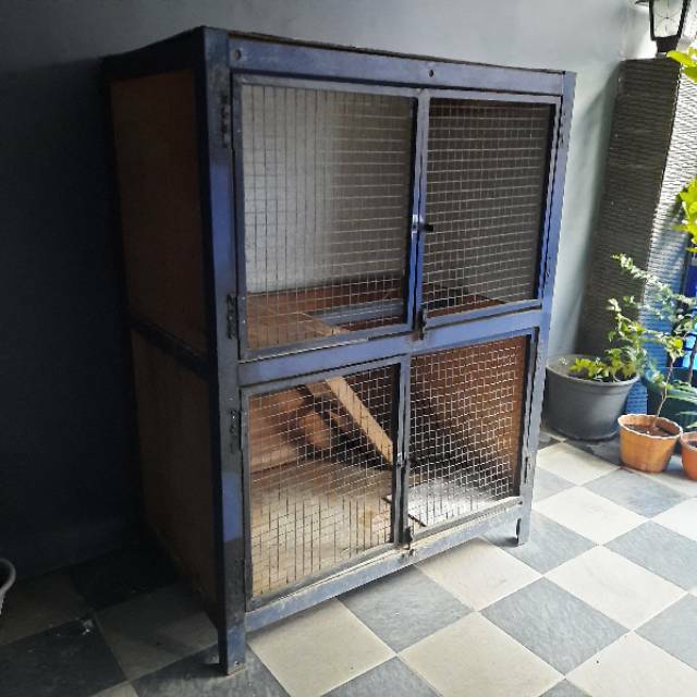 Kandang Kucing 2 Tingkat, Jumbo Besi Kokoh - Triplek