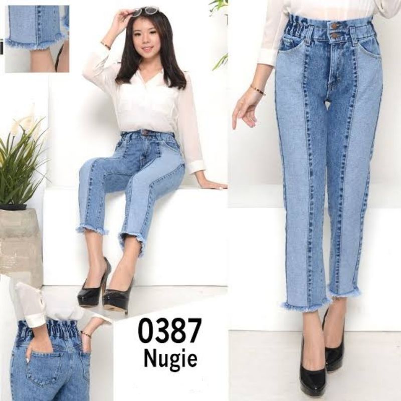 celana jeans wanita//celana boyfrens//Nugie pans calana jeans kekinian