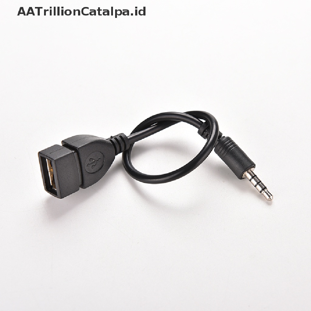 1x Kabel Konverter Audio AUX 3.5mm Male Ke USB 2.0 Female MP3 Untuk Mobil