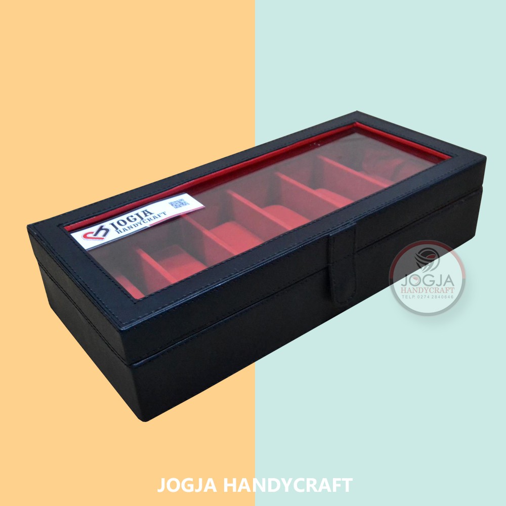 Black Red Kotak Tempat Kacamata isi 6 Glasses Box Organizer Box penyimpanan kacamata