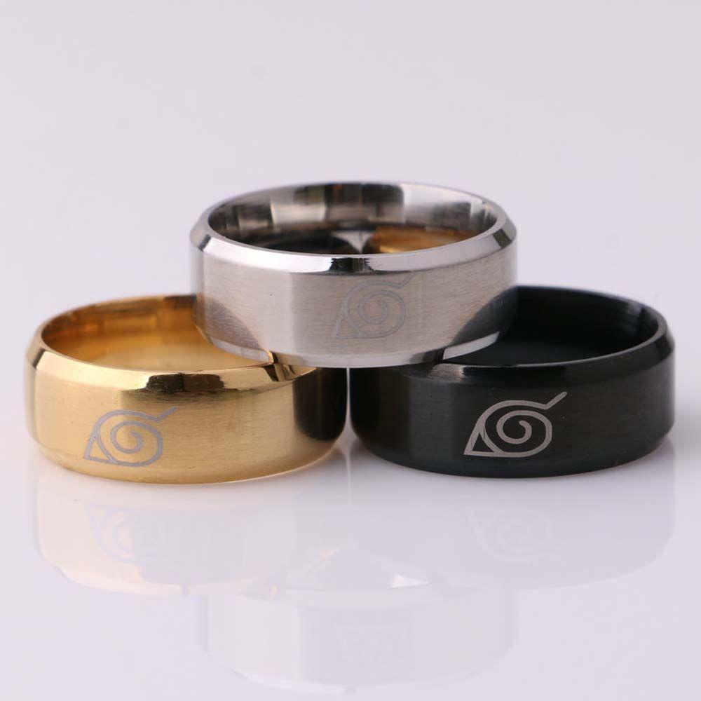 Needway  Naruto Cincin Unik Hitam Sasuke Itachi Ninja Perhiasan Penggemar Anime Hadiah Untuk Pria Wanita Titanium Steel Ring