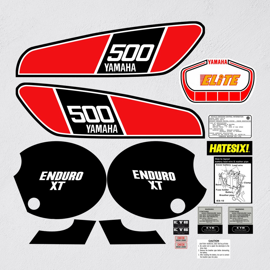 Decal Sticker Tempelan Yamaha XT 500 atau TT 500 Tahun 1976 Hatesix