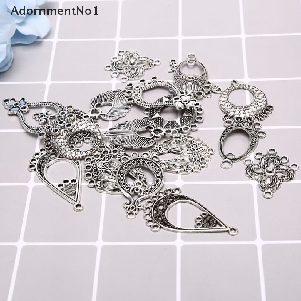 (AdornmentNo1) 20pcs / Set Liontin Bentuk Campur Gaya Vintage Warna Silver Untuk DIY Perhiasan