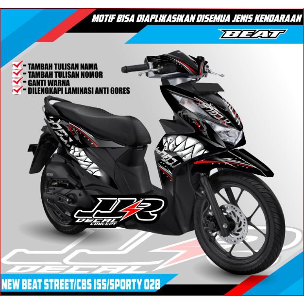 Decal stiker Honda 2020-2023 Beat Street BeAT Sporty CBS ISS Deluxe FULL BODY MOTIF SHARK