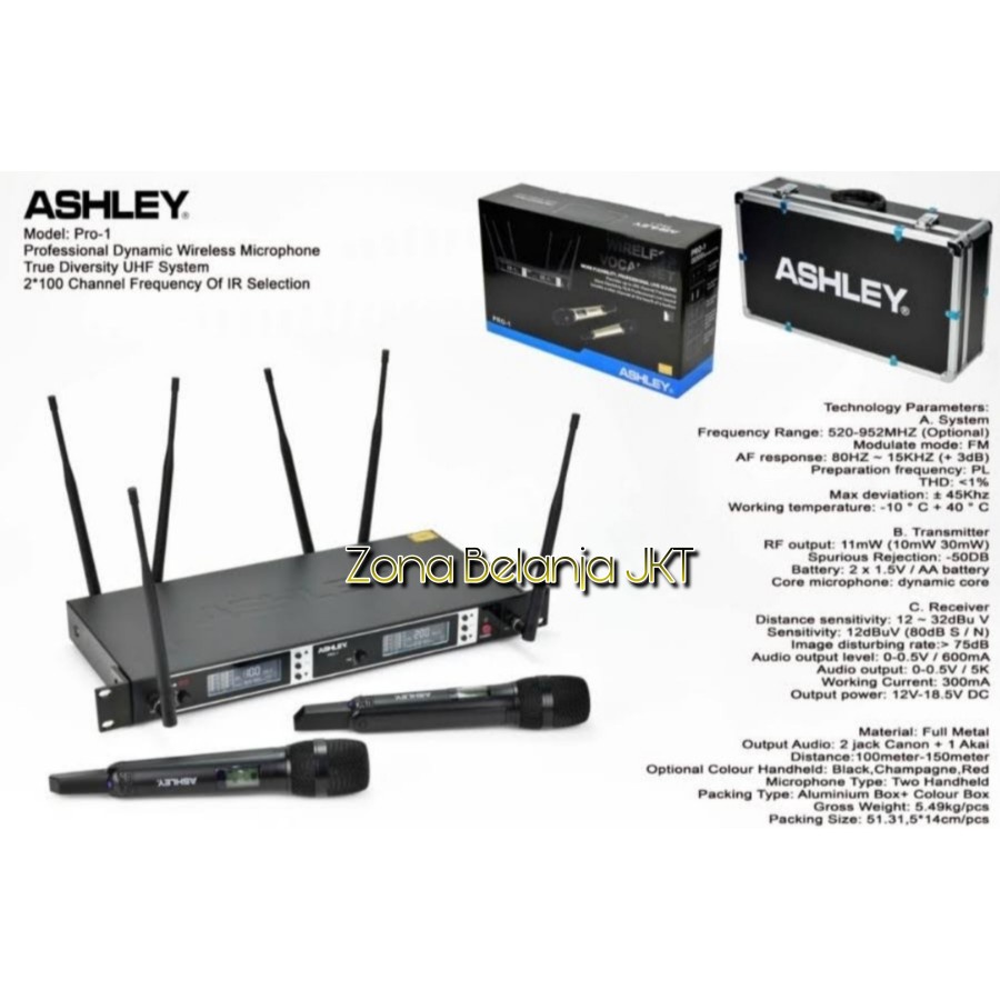 Microphone MIc Wireless ASHLEY PRO 1 UHF Multichannel ORIGINAL