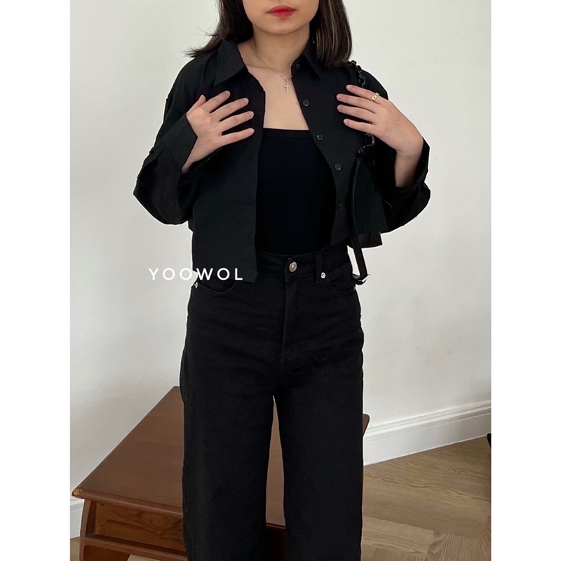 Yvone Crop Shirt/Kemeja Crop Wanita