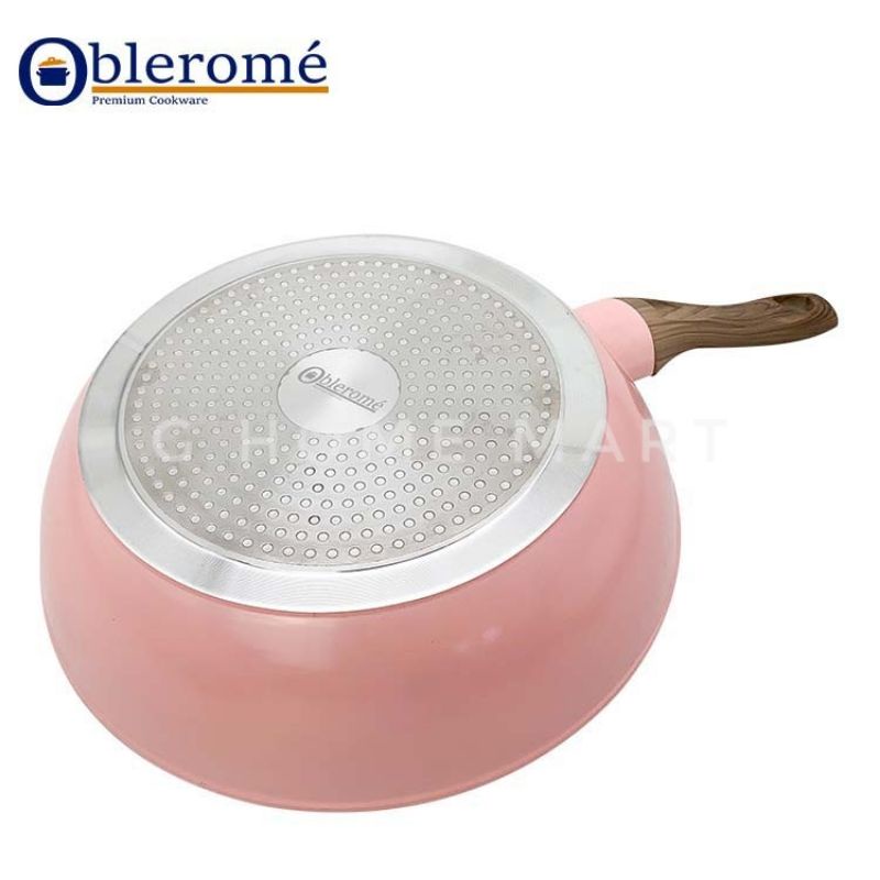 OBLEROME Deep fry pan motif marble 28 cm dengan tutup kaca