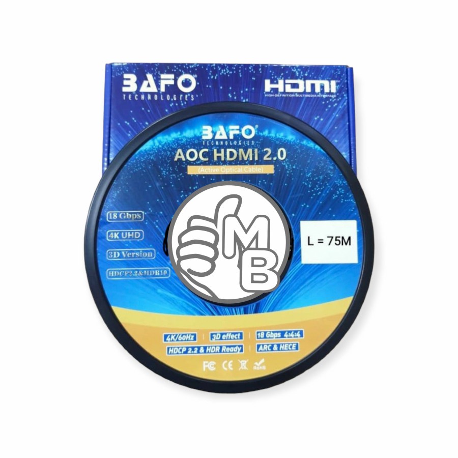 Bafo Kabel HDMI 75Meter V2.0 Fiber Optic 4K 3D ARC