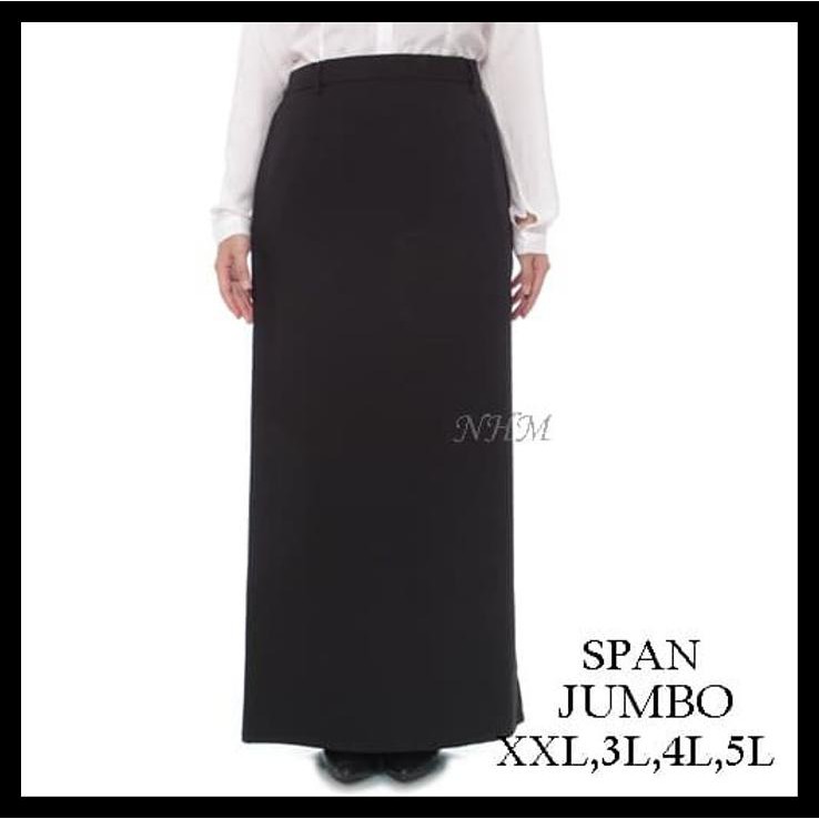 Rok Panjang Span Jumbo, Rok Kerja hitam, Rok Kerja Panjang - 2L, Hitam