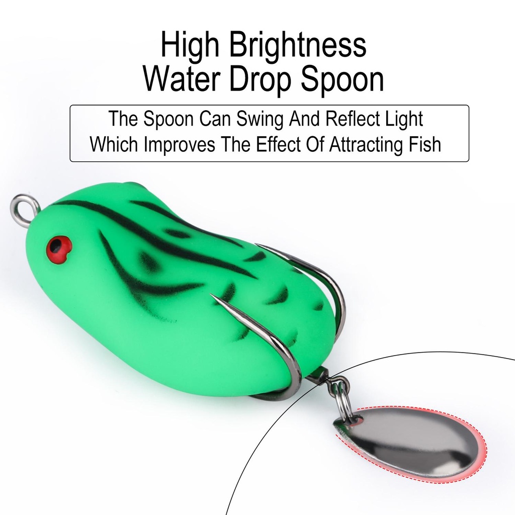 HAIYI FISHING Umpan Pancing Fishinig Lure New Sequin Frog Umpan Pancing Soft Fishing Lure 4.5cm/7g Lembut Bionik Katak Kodok Tiruan Kait Ganda Simulasi Putar Tubuh Berongga Palsu Umpan Casting Atas Air Alat Fishing Hook