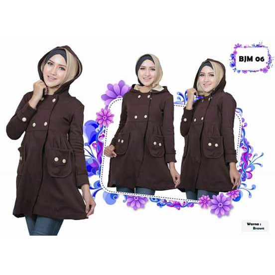 Jaket Korea Dewasa Wanita Muslimah Believe BJM  6 COKLAT ORI