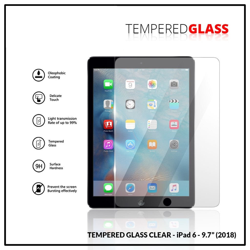 Pelindung Layar bahan Tempered glass Apple ipad 6 ukuran 9.7 Inch 2018 ipad Air 2