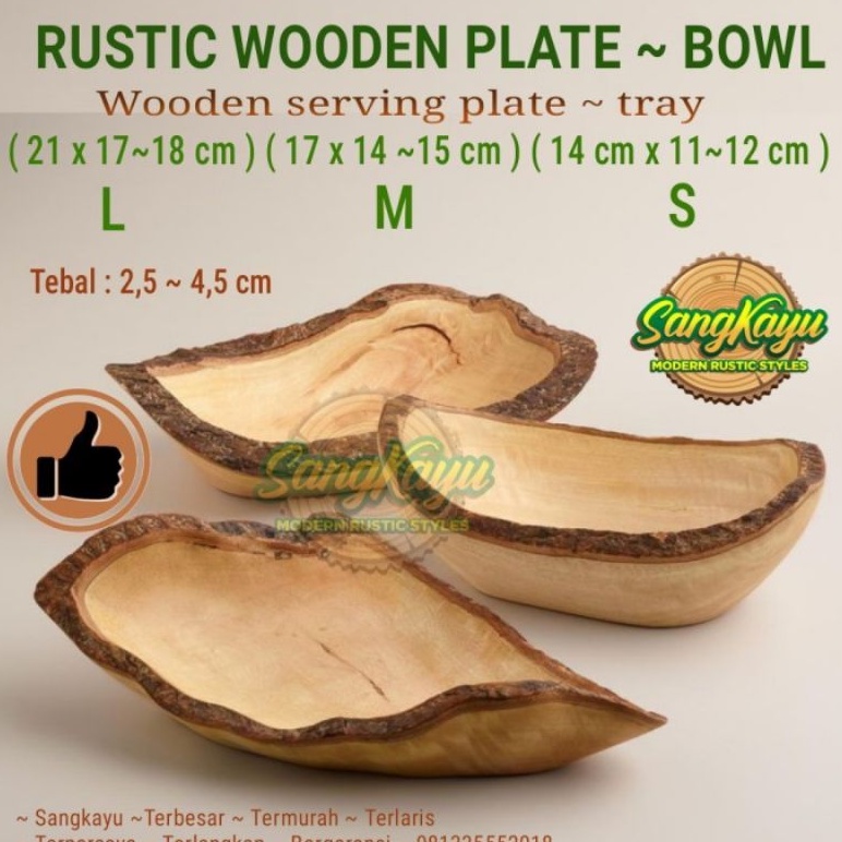 Piring mangkok mangkuk kayu wooden plate bowl nampan saji piring saji