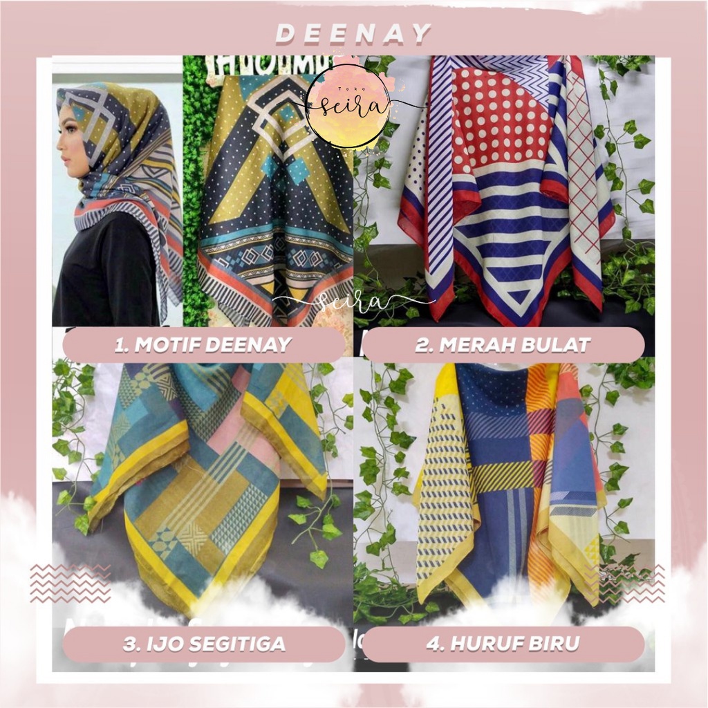 [BISA COD] Kerudung Motif Deenay Model Segiempat (Ada 8 Motif)