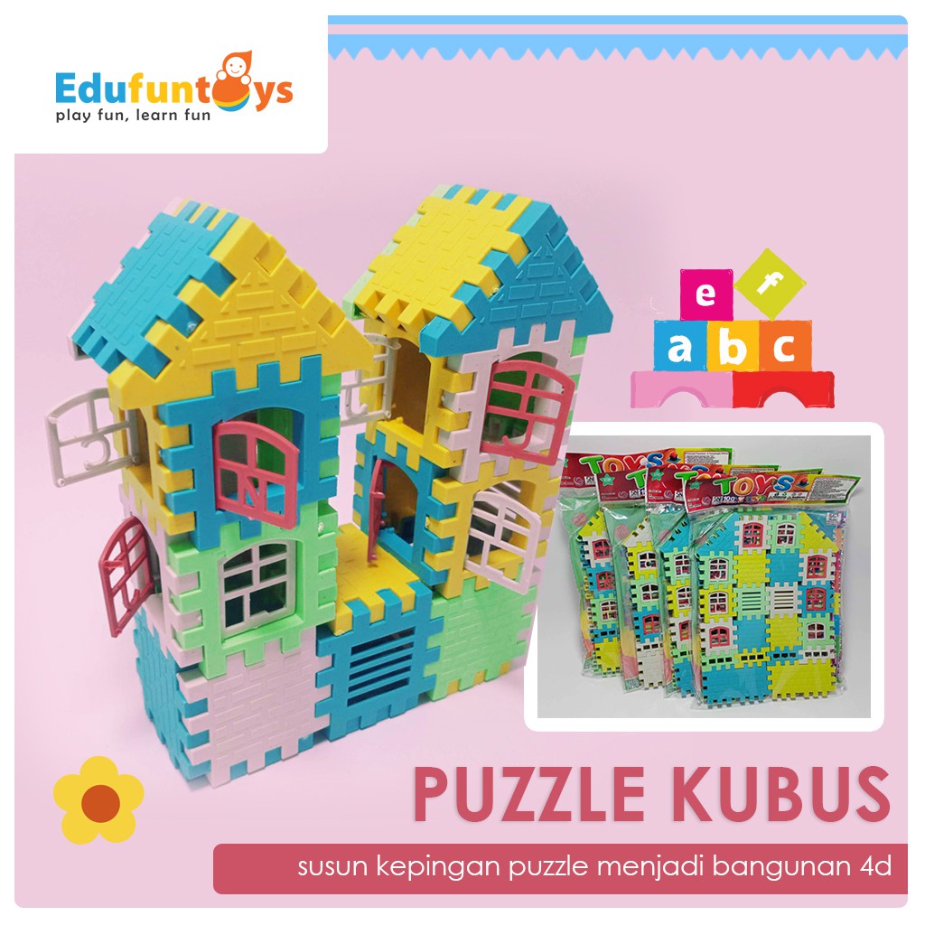 PUZZLE KUBUS funny block jadul/ mainan anak murah/ puzzle bentuk rumah