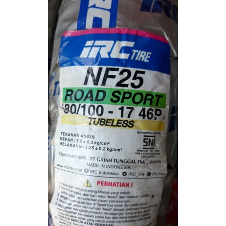 Ban IRC 80/100-17 NF25 Tubeless