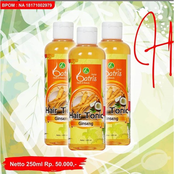 Hair Tonic Ginseng Batrisyia Herbal 250 ml, Tonik Rambut Batris