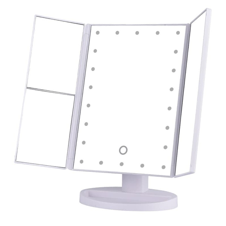 Noo Nerd White Vanity Mirror Led Makeup Mirror Portable Trifold Shopee Indonesia