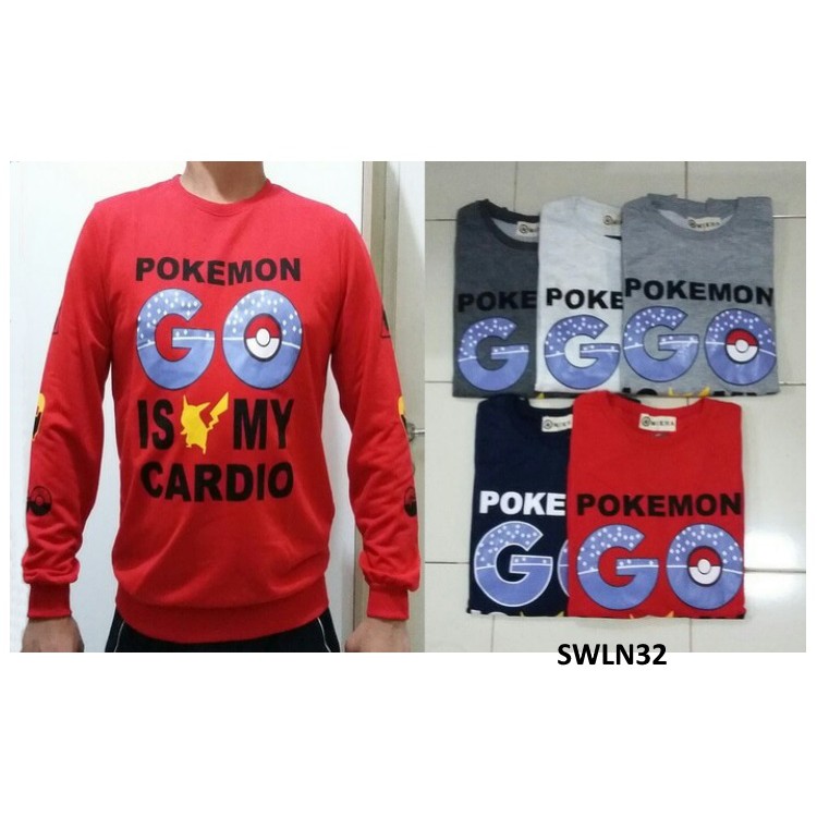 Sweater Pria Lengan Panjang Pokemon Go - SWLN32