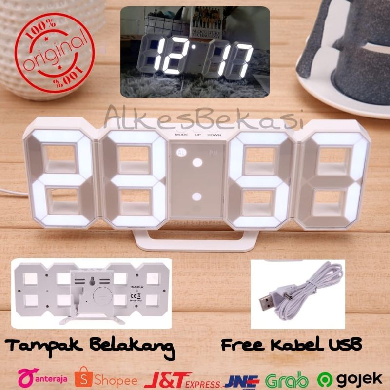 Jam Dinding Digital 3D Clock LED Dinding / Meja