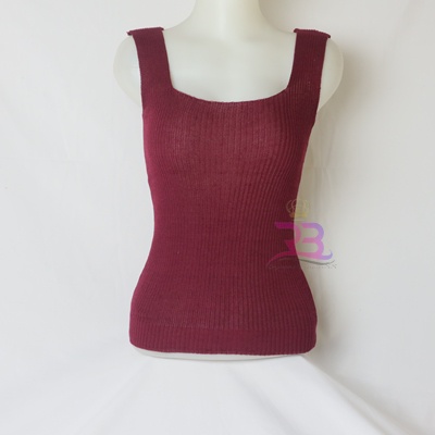 Tank Top Wanita Pakaian Atasan tanktop cewek korea rajut square neck-MARON