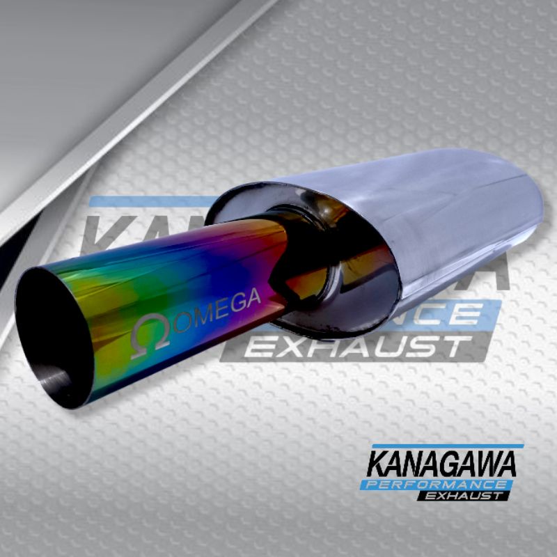 Knalpot Mobil OMEGA Muffler Rainbow Bass Gahar Kering Nembak Full Stainless - Exhaust tip / Ujung Mu